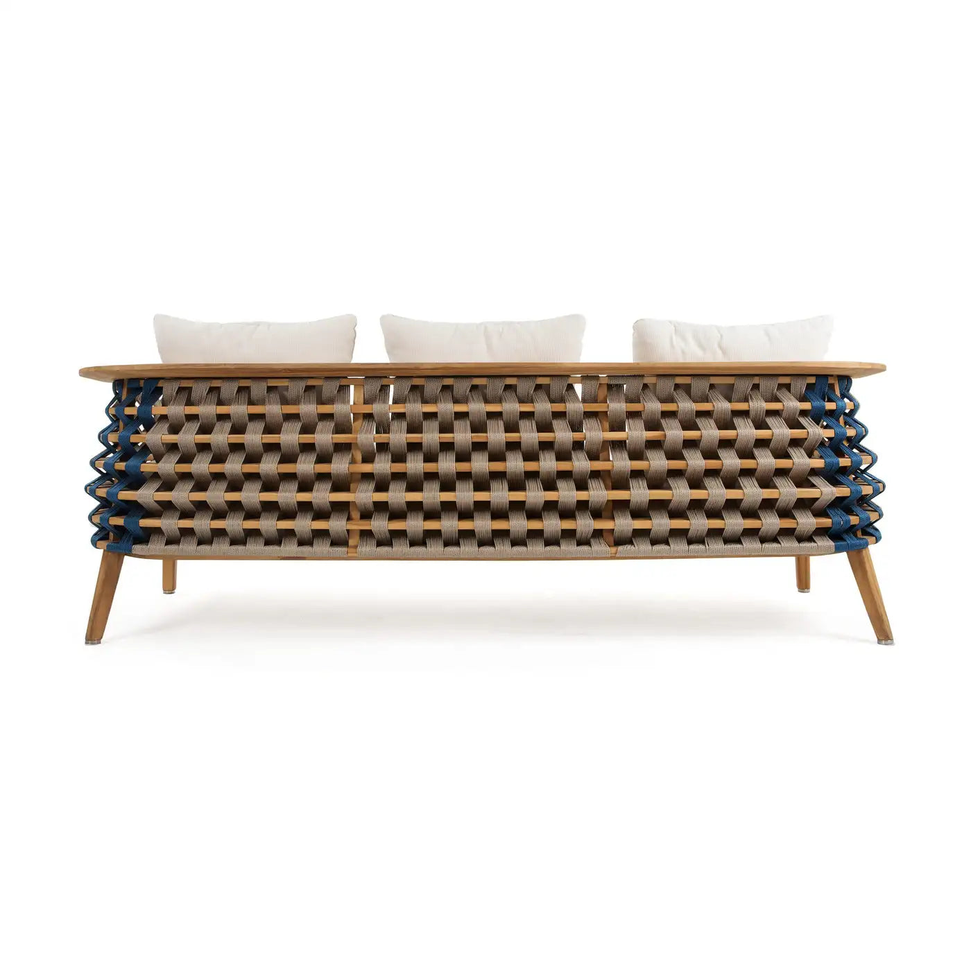 Outdoor Woven Rope Sofa in Solid Teak