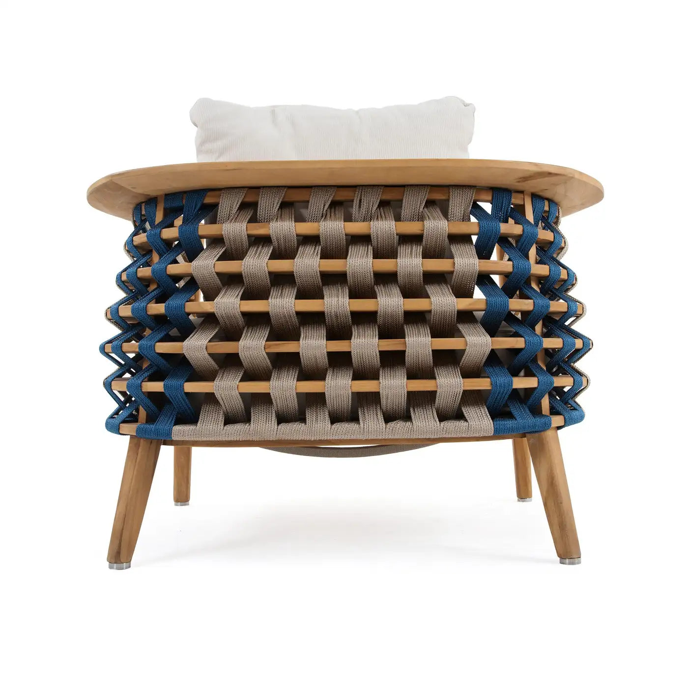 Outdoor Woven Rope Armchair in Solid Teak