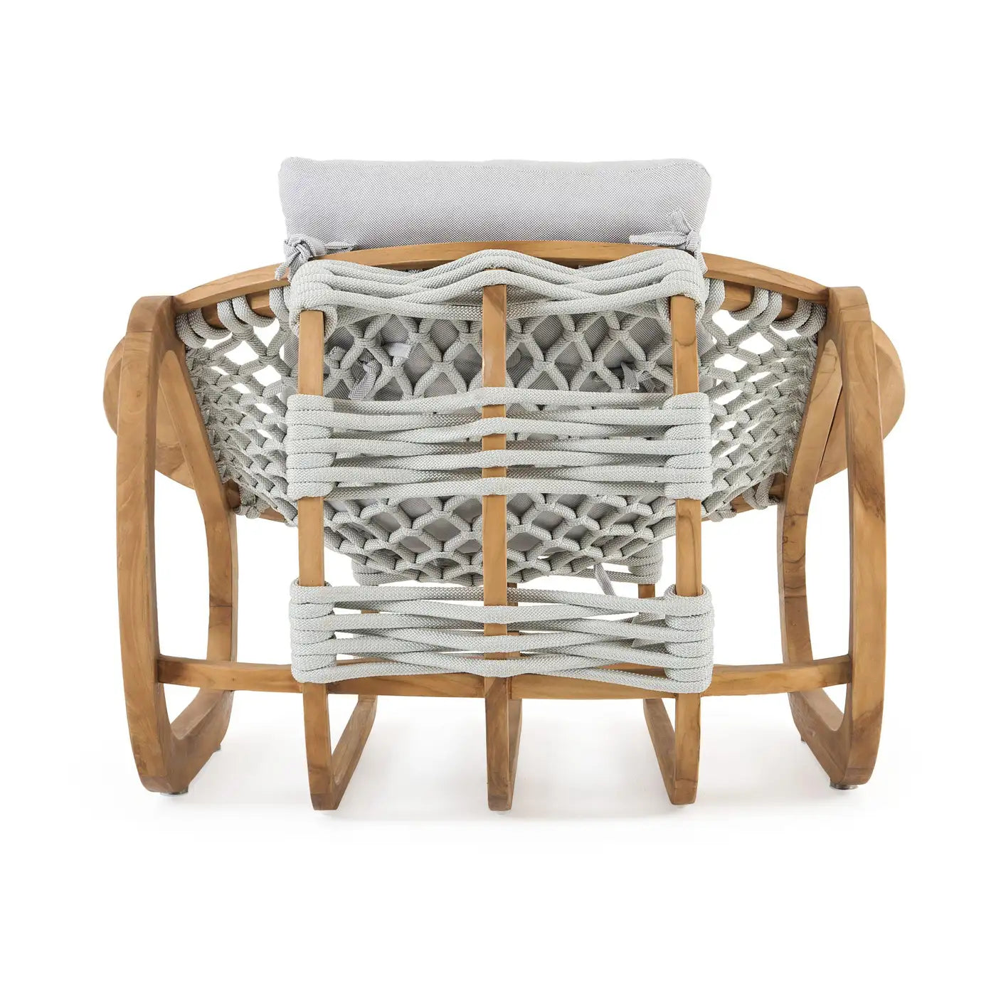 Outdoor Woven Rope Armchair in Solid Natural Teak 'Set of 2'