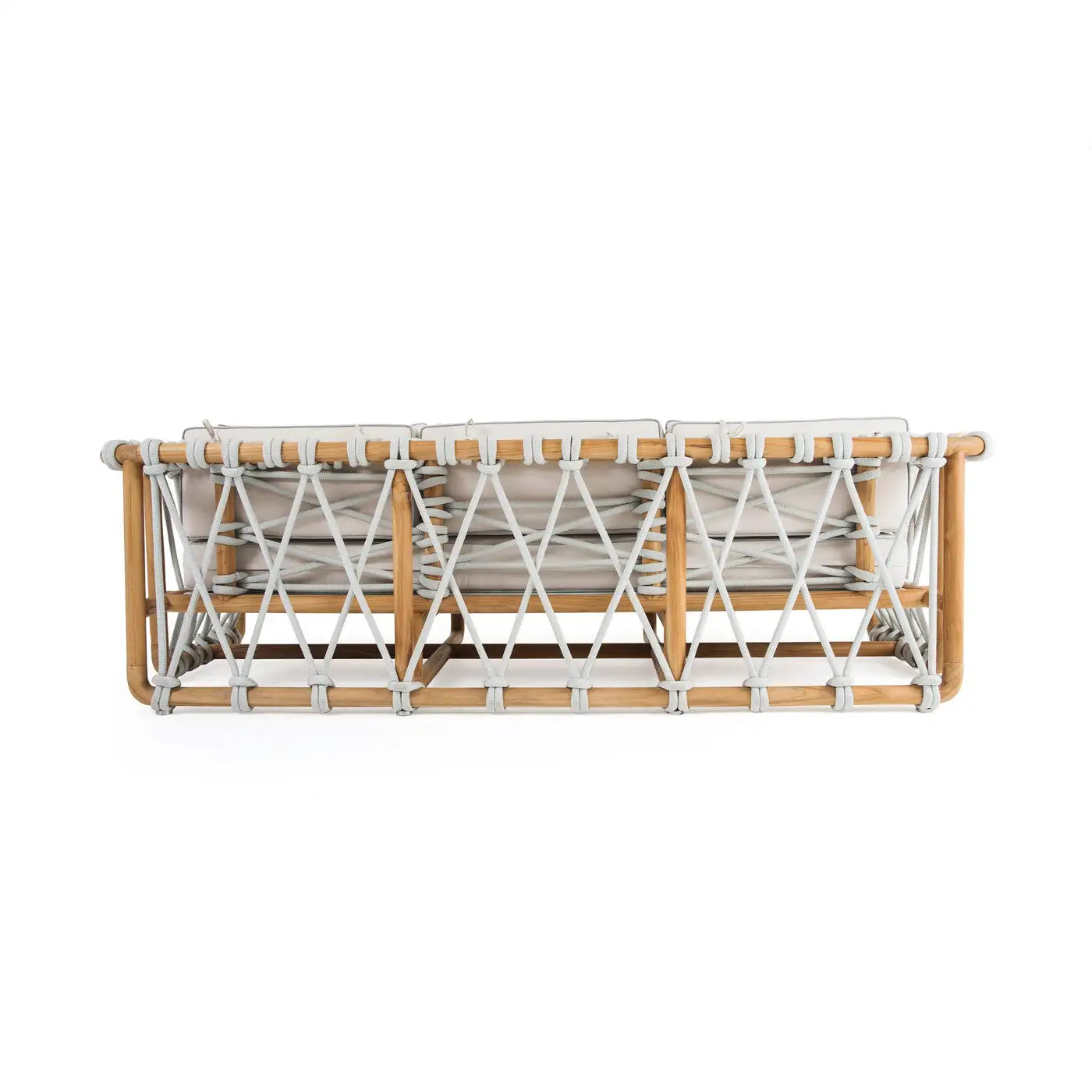 Outdoor Woven Rope Sofa In Solid Teak