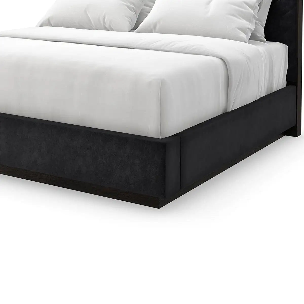 Black Chevron Tufted Upholstered Queen Bed