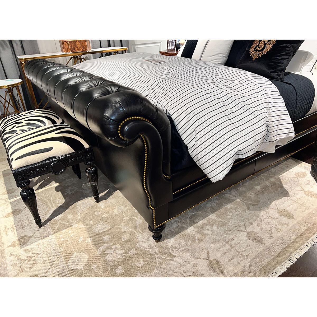 Classic Tufted Leather King Bed