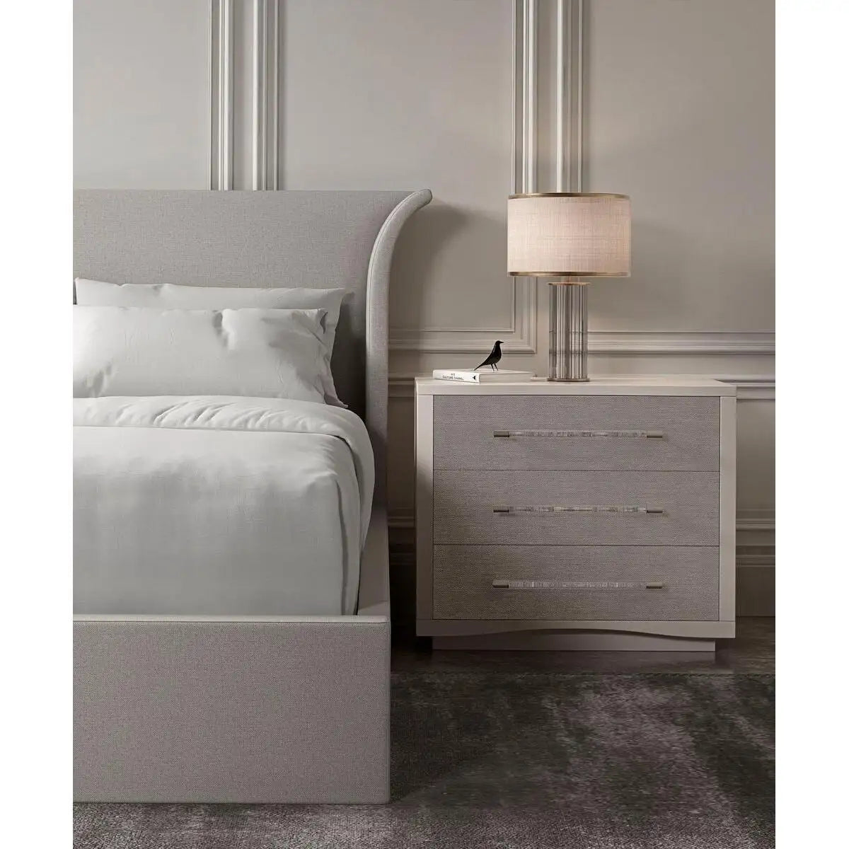 Flared Modern Fully Upholstered Queen Bed - Light