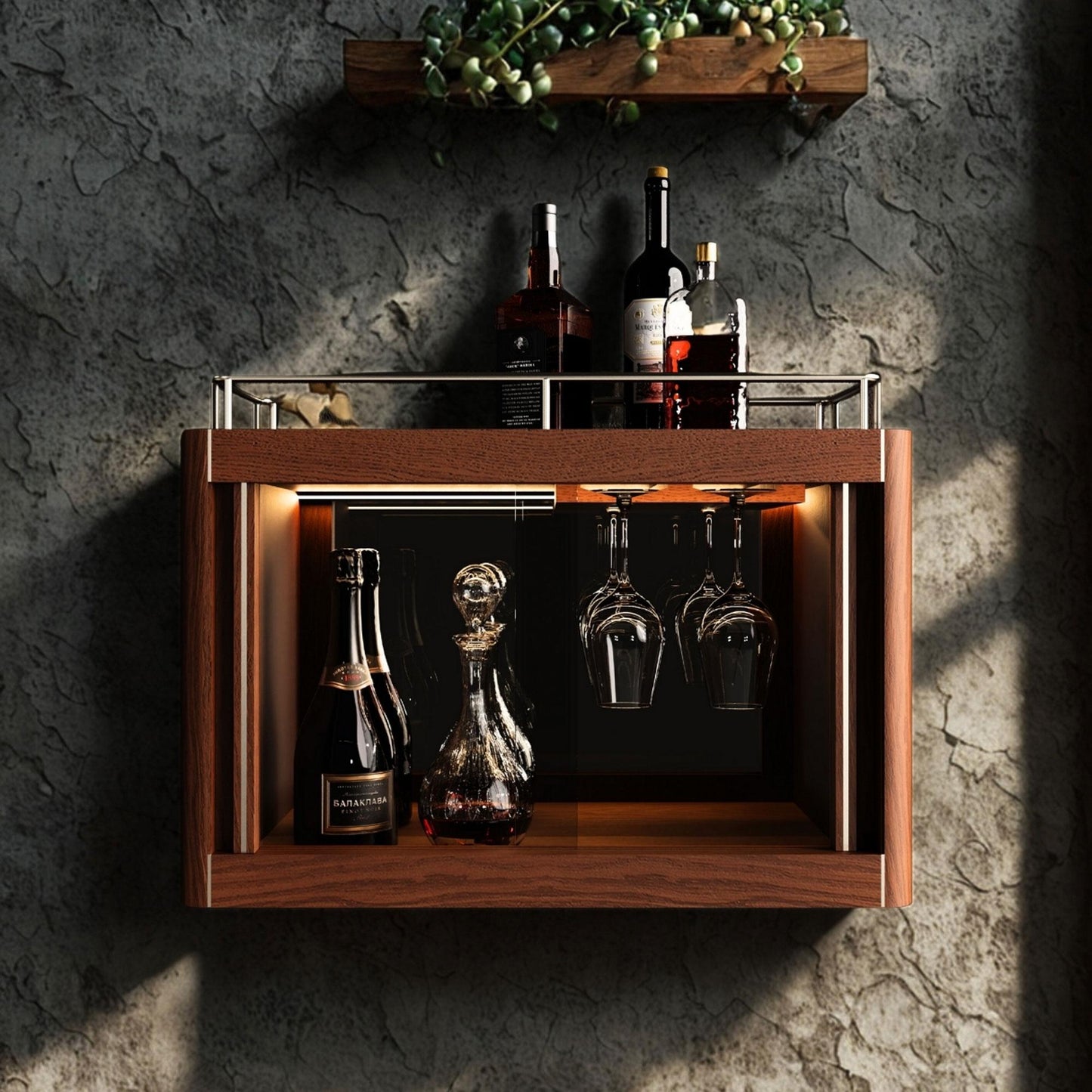 Light Modern Storage Console – Cathedral Ash with Stone-Like Mineral Top