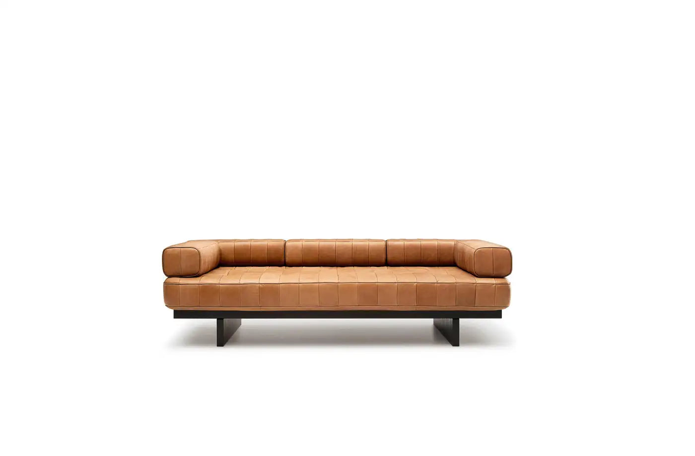 Brown leather sofa on a white background