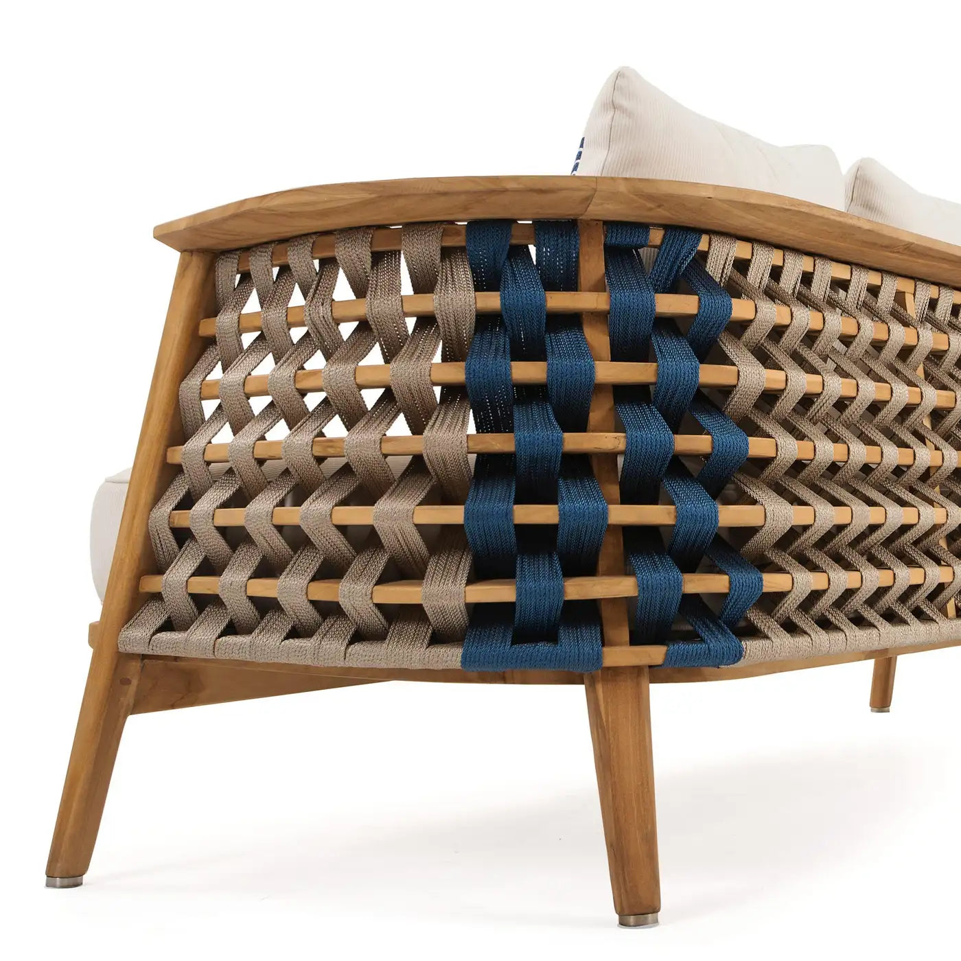 Outdoor Woven Rope Sofa in Solid Teak