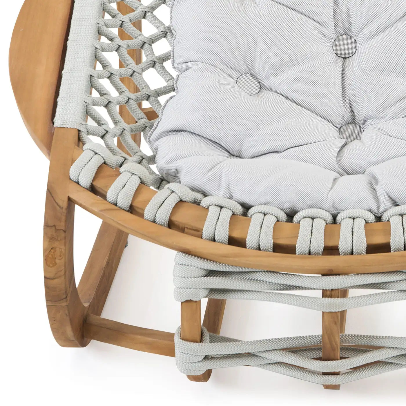 Outdoor Woven Rope Armchair in Solid Natural Teak 'Set of 2'