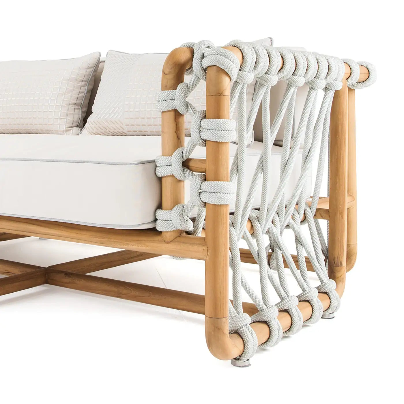 Outdoor Woven Rope Sofa In Solid Teak