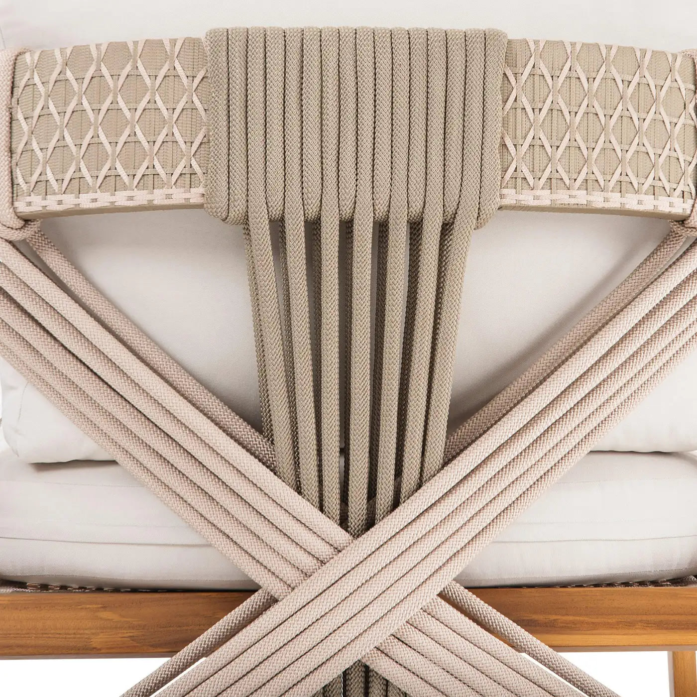 Hand-Woven Rope Outdoor Sofa in Solid Teak