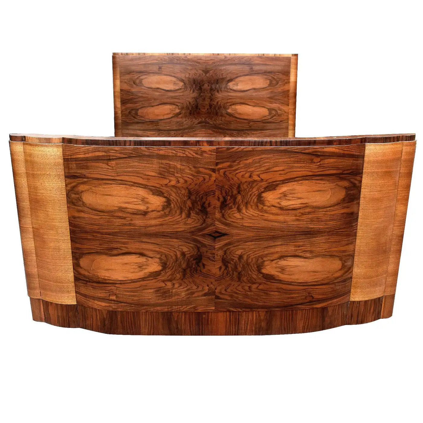 Wooden reception desk with a white background