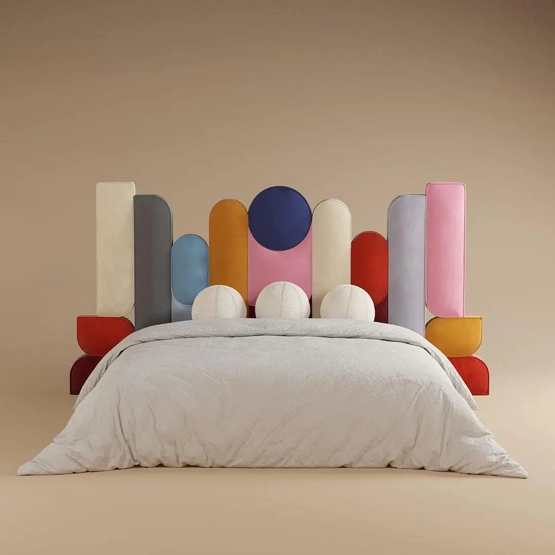 21st Century Ej Ee Bed Upholstered Velvet Headboard Made in Portugal