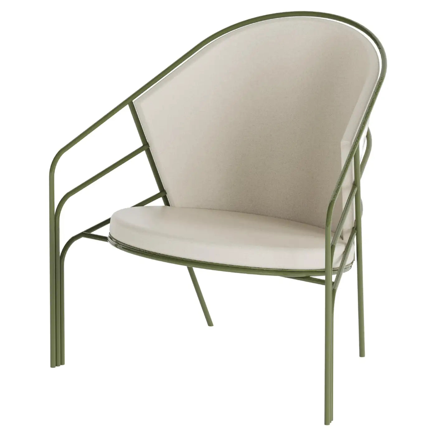 Outdoor Lounge Chair in Sage Powder-Coat with Cream Cushions