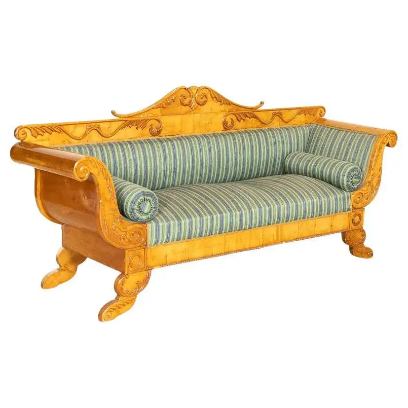 Antique 19th Century Yellow Birch Sofa Settee