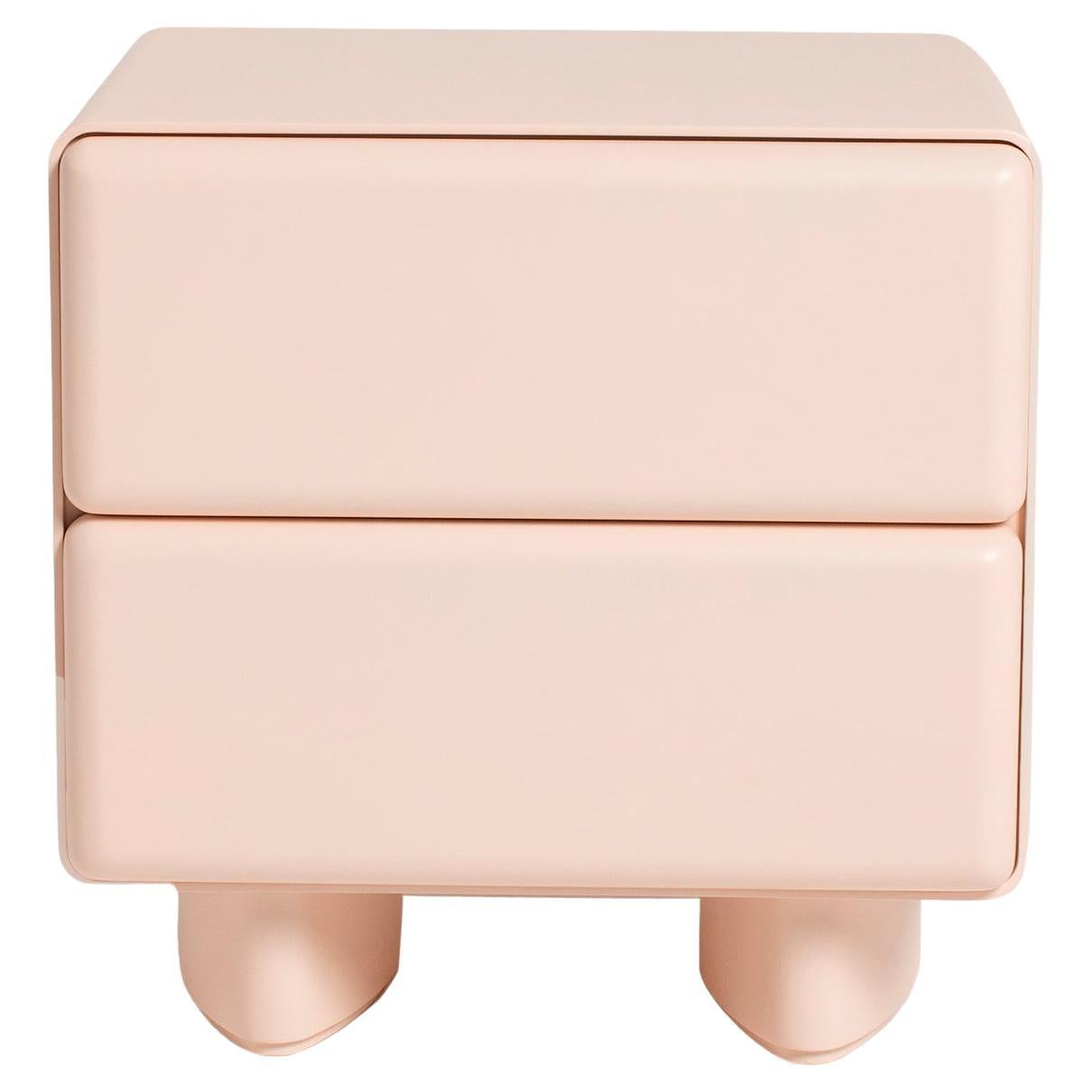 Tombul 2-Drawer Nightstand – Salmon Finish with Push-to-Open Mechanism