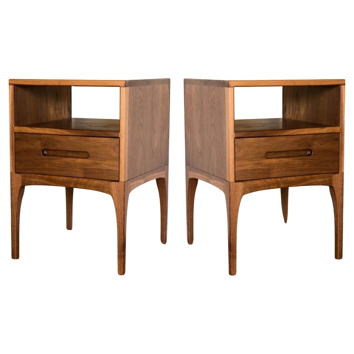 Classic Modern Nightstand Set – Solid Walnut, Set of 2