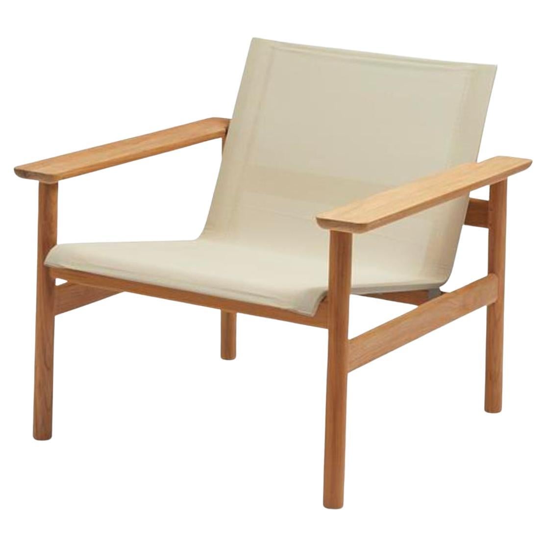 Outdoor Pelagus Lounge Chair in FSC Teak and Weatherproof Sling Fabric