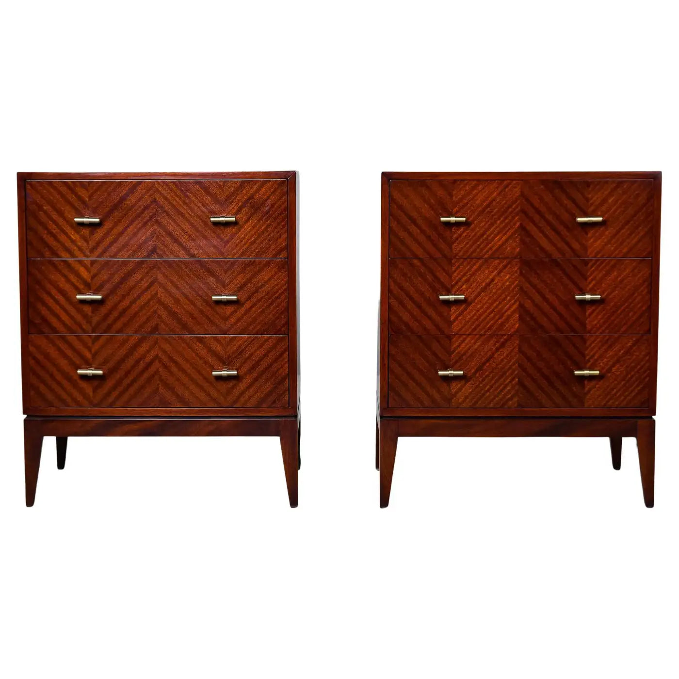 PAIR BESPOKE THREE-DRAWER WALNUT CHESTS – SET OF 2