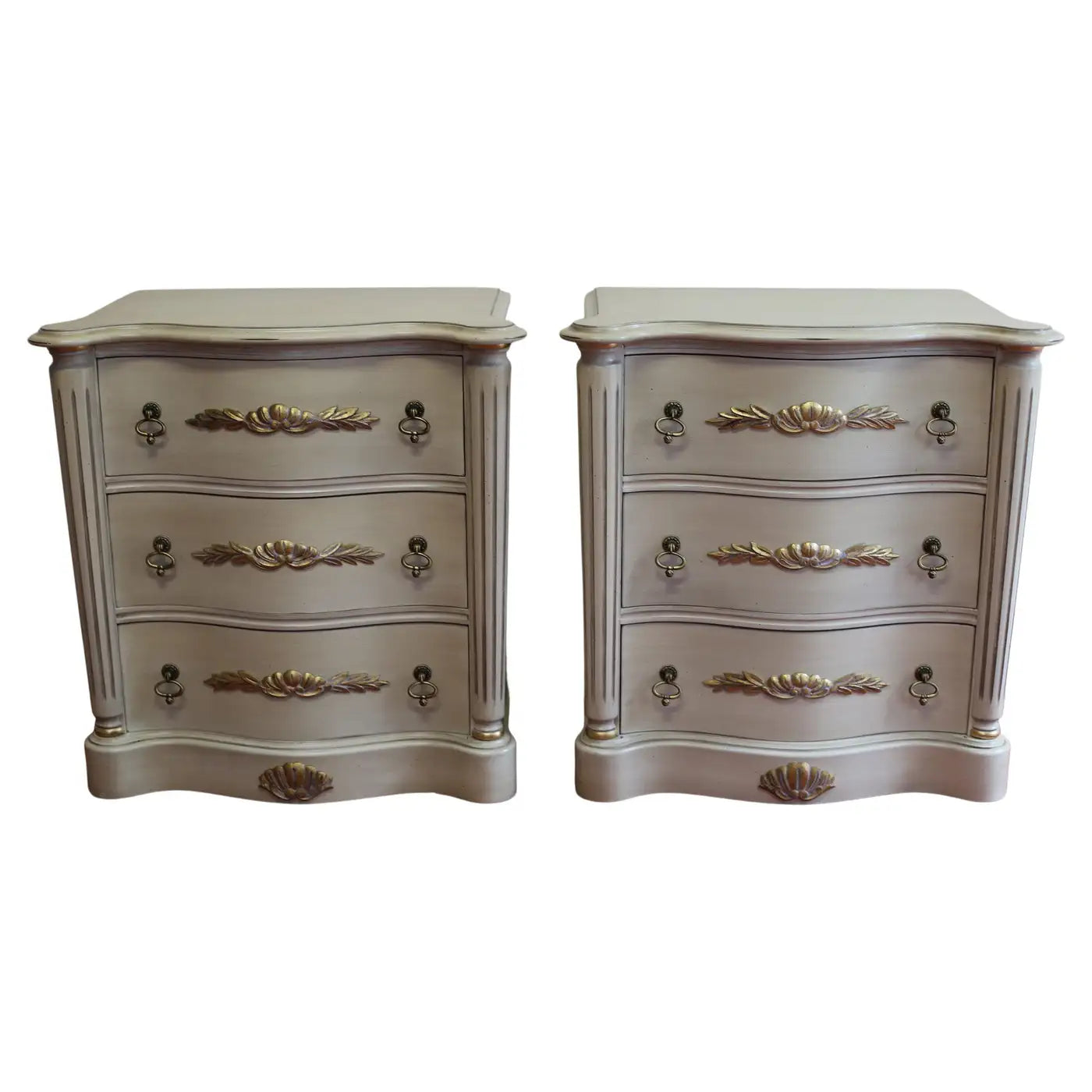 Lovely Pair Of Painted French Provincial Style Nightstands