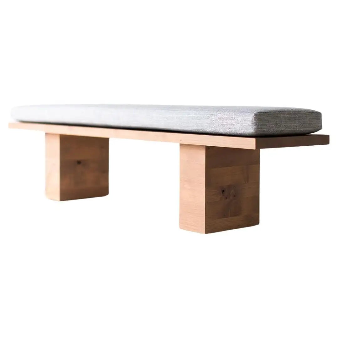 Bertu Suelo Modern Wood Bench Upholstered in Thick Weave