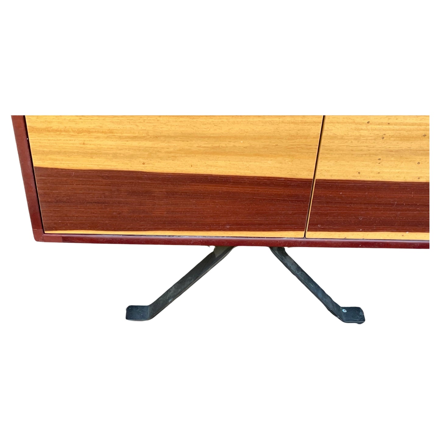 Mid-Century Leather Wrapped Credenza – Red Oak