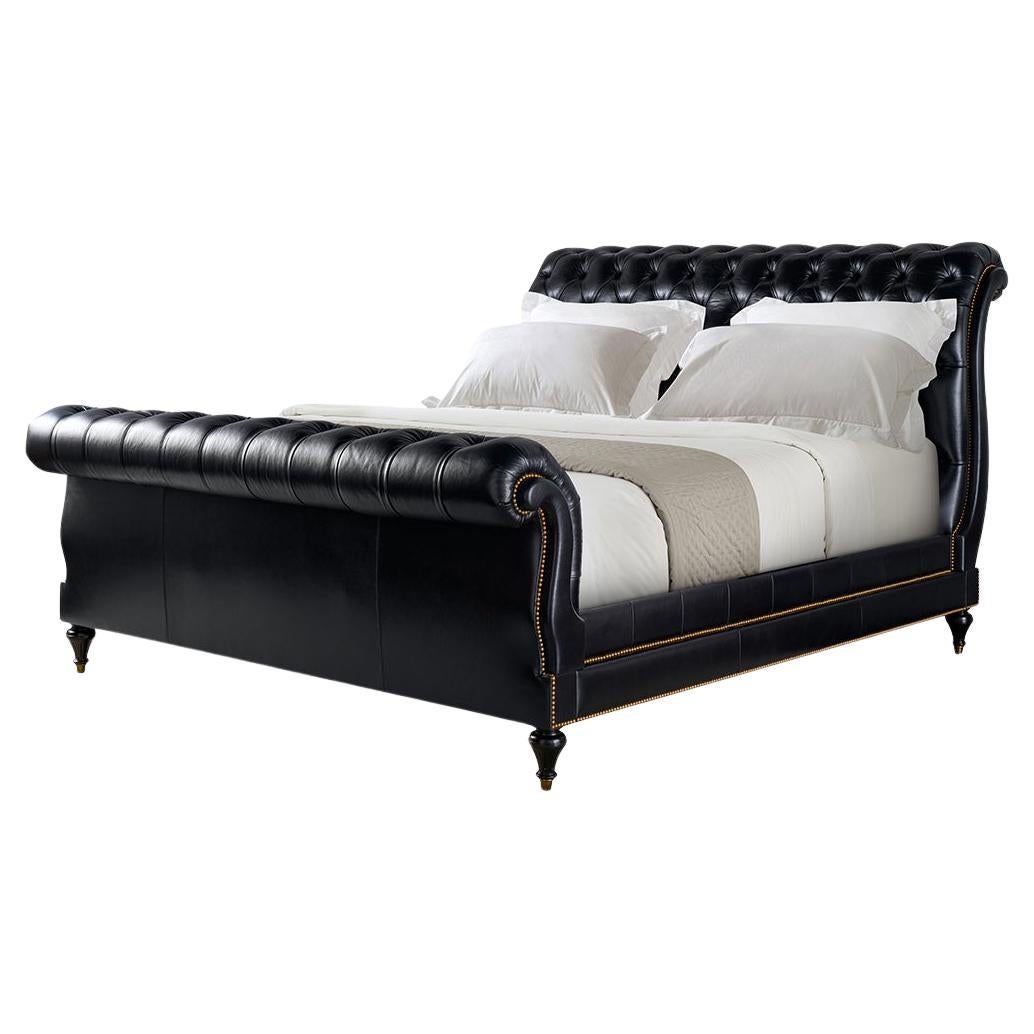 Classic Tufted Leather King Bed