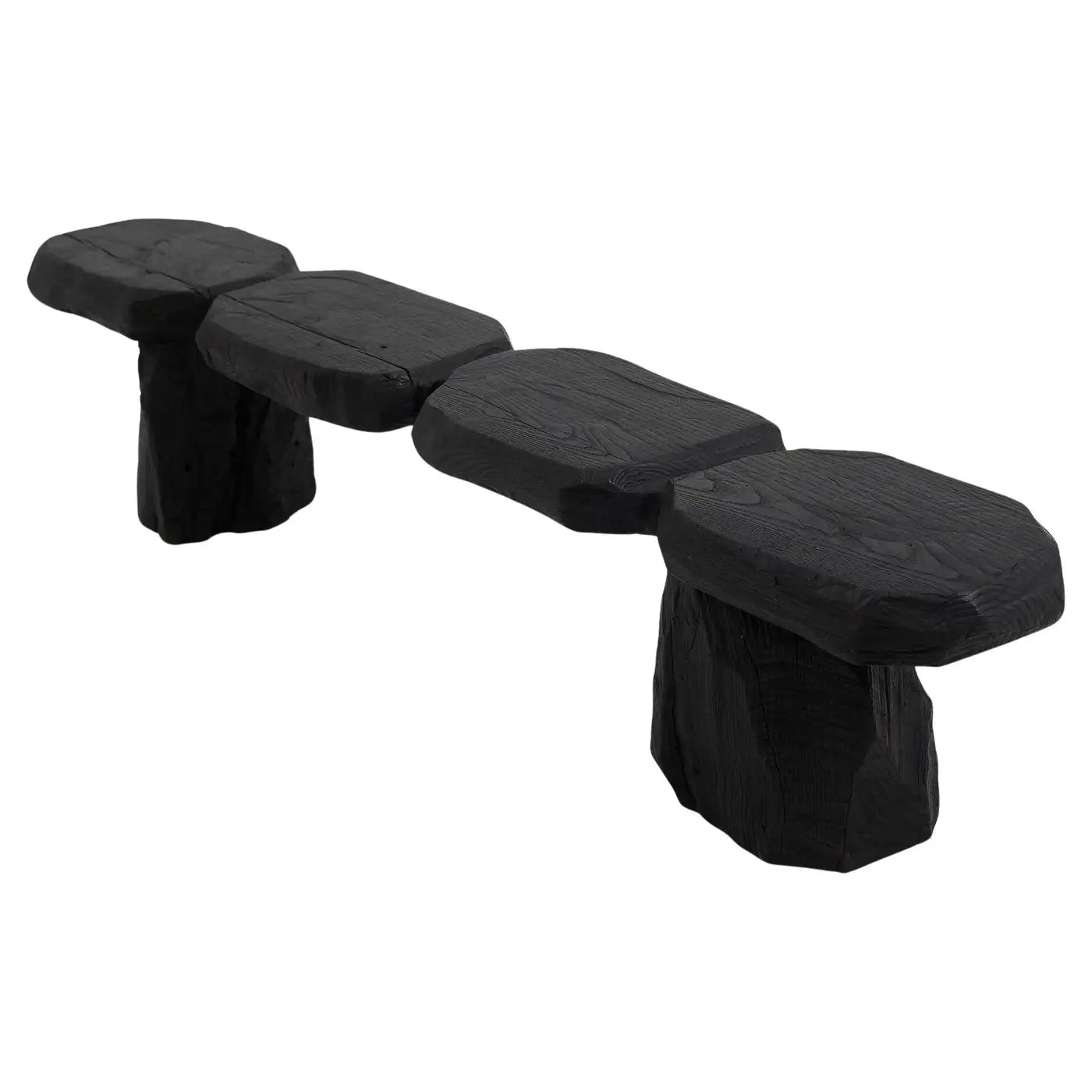Black Burnt Oak Brutalist Bench Indoor & Outdoor by Logniture