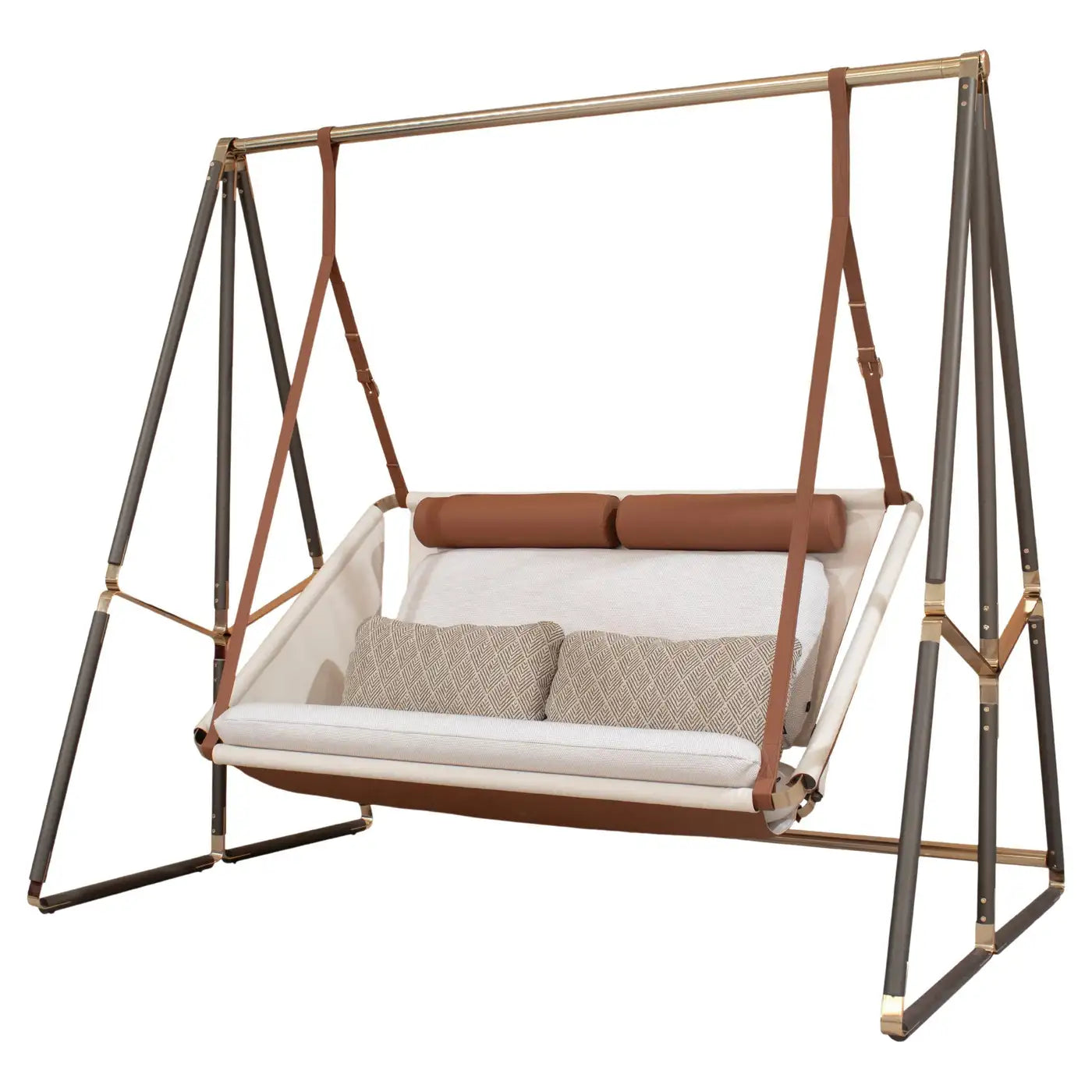 Customizable Outdoor Swing with Leather Details