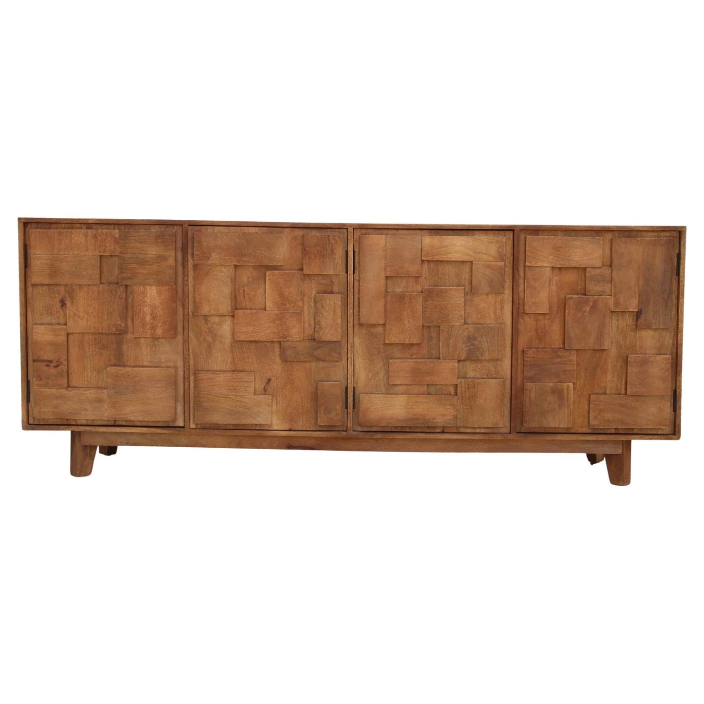 Mondrian Brutalist Four-Door Credenza – Mango Wood