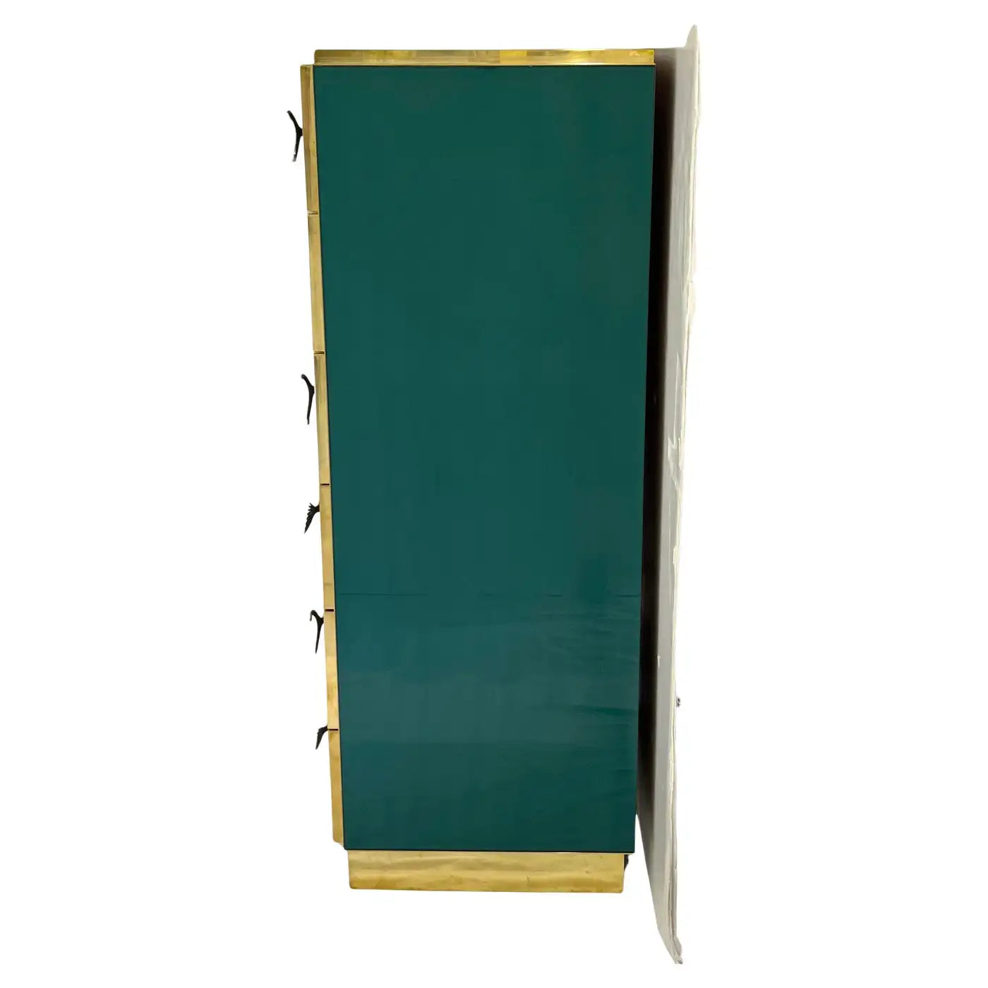 Bespoke Italian Emerald Blue Green Art Glass 6-Drawer Highboy Dresser