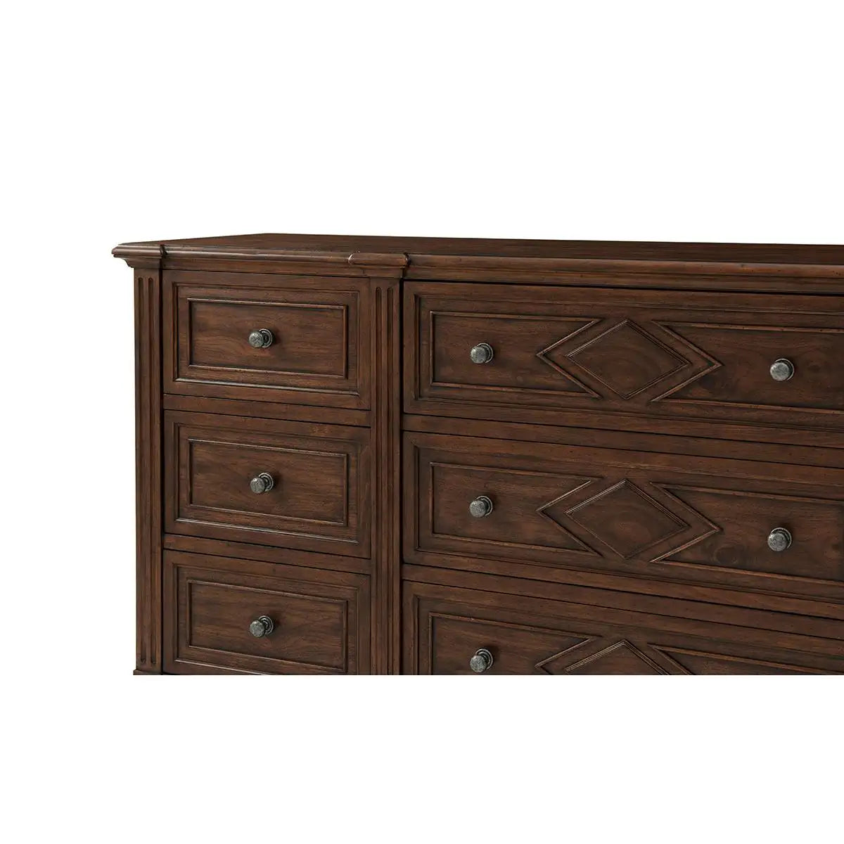 French Directoire Style Nine-Drawer Walnut Dresser