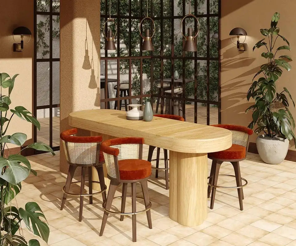 George Bar Chair Rattan & Walnut Wood Tailors Club, Portugal