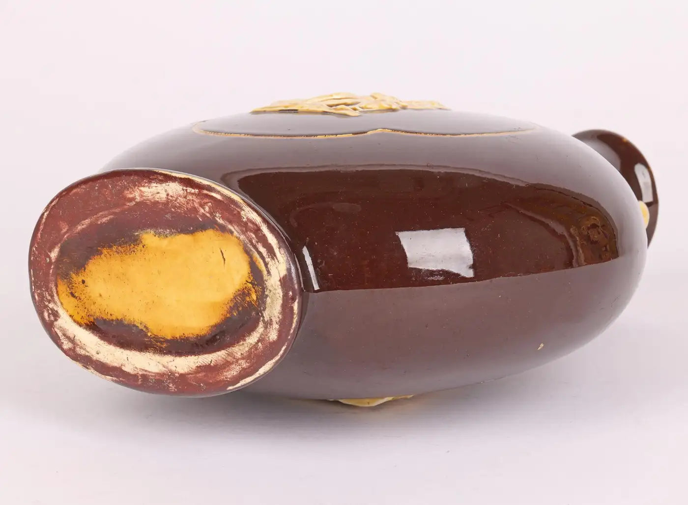 English Aesthetic Movement Treacle Glazed Moon Vase with Classical Figures