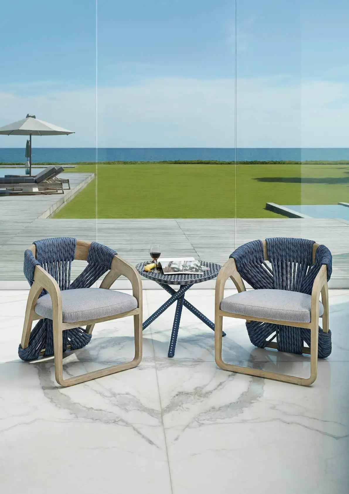 Set of Six Outdoor Dining Chairs In Rustic Grey Teak