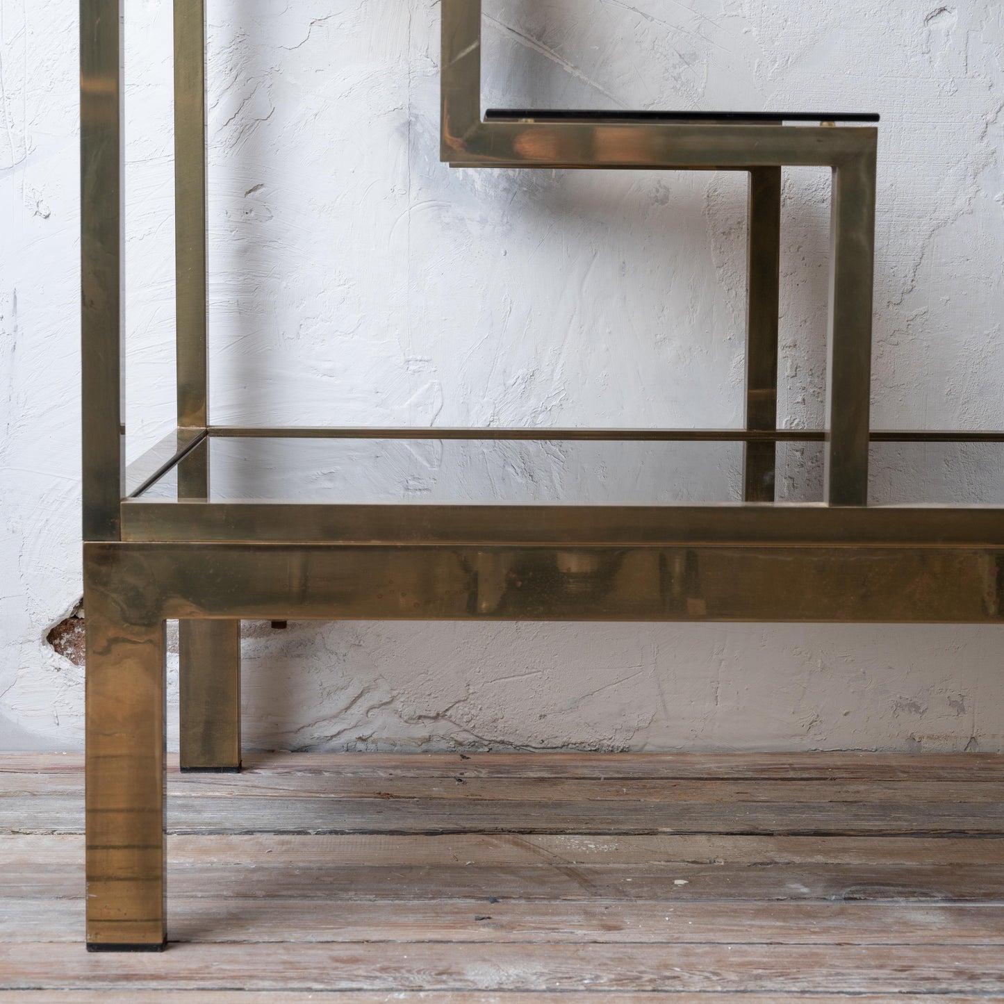Mid-Century Italian Brass & Smoked Glass Étagère – 1970s