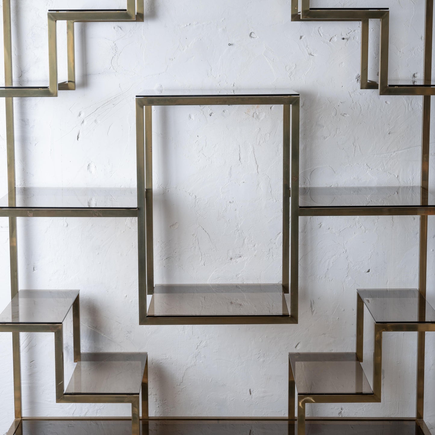 Mid-Century Italian Brass & Smoked Glass Étagère – 1970s