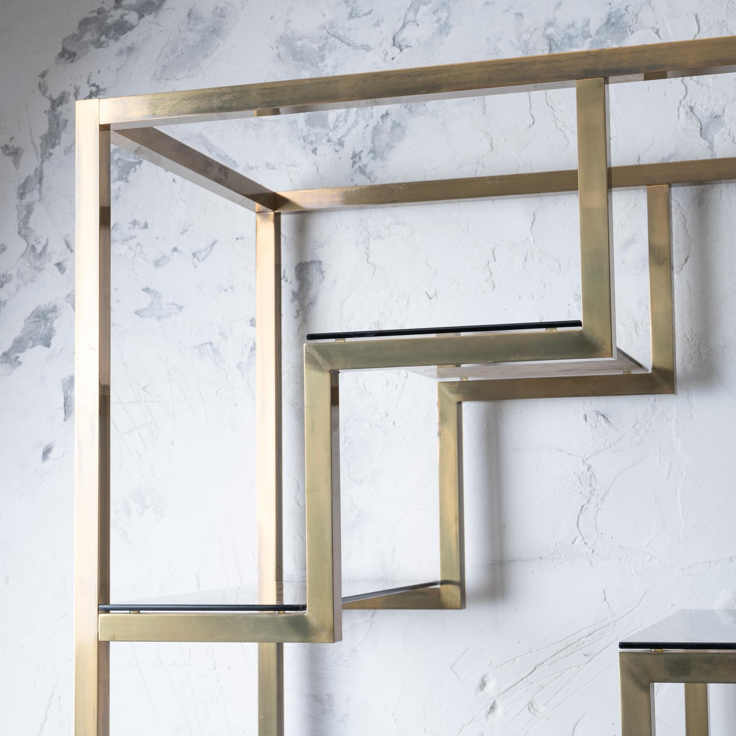 Mid-Century Italian Brass & Smoked Glass Étagère – 1970s