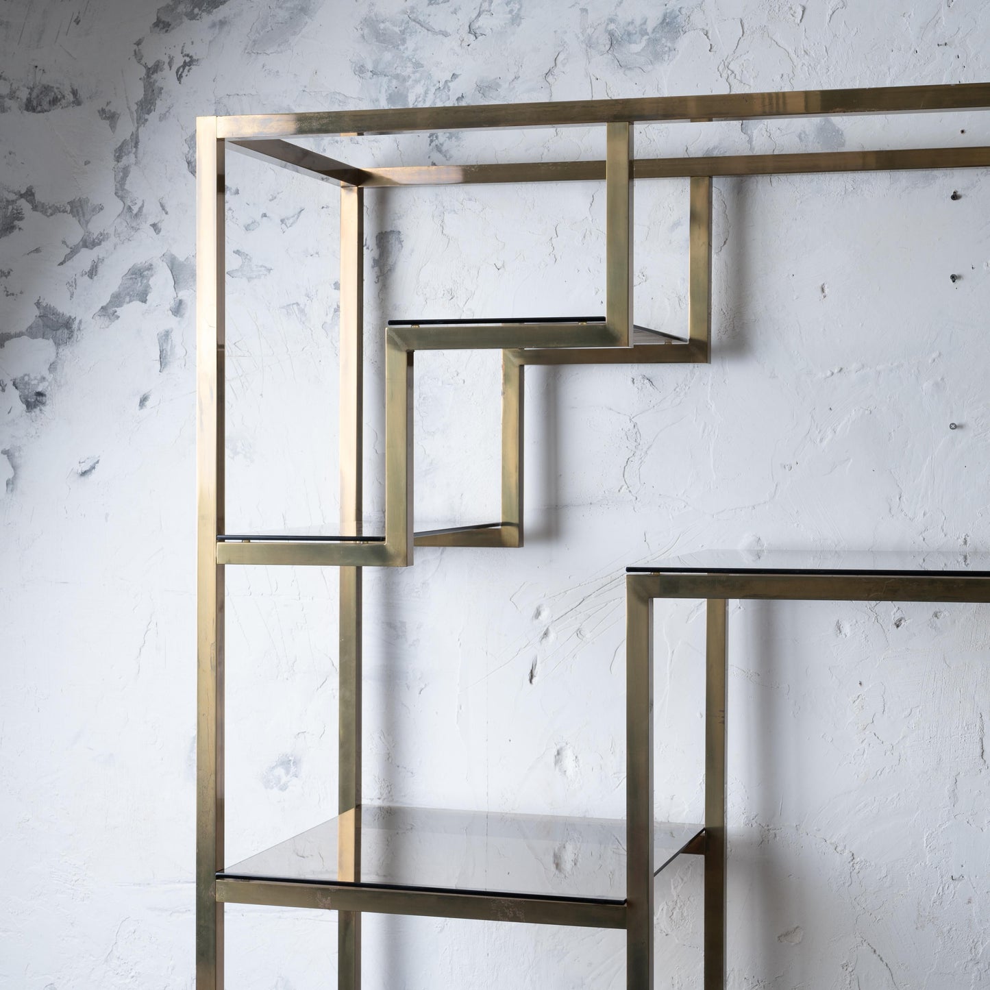 Mid-Century Italian Brass & Smoked Glass Étagère – 1970s