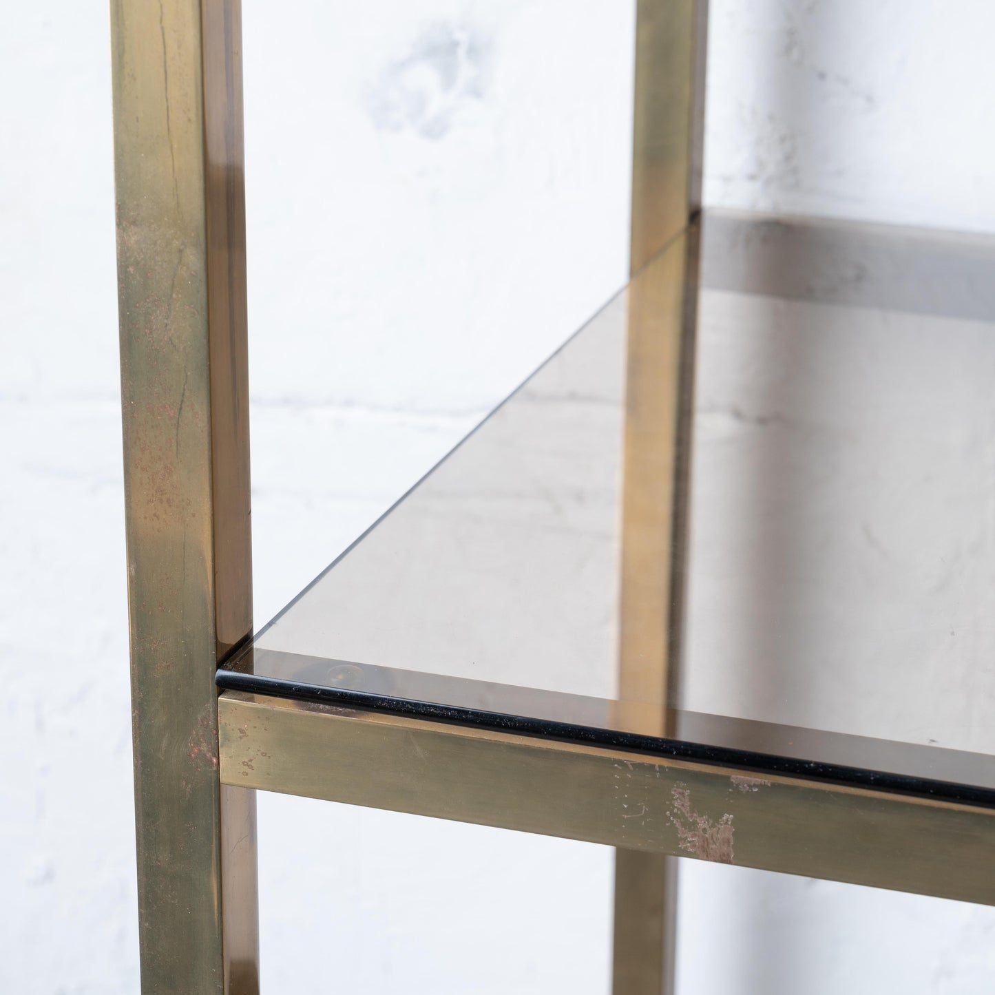 Mid-Century Italian Brass & Smoked Glass Étagère – 1970s
