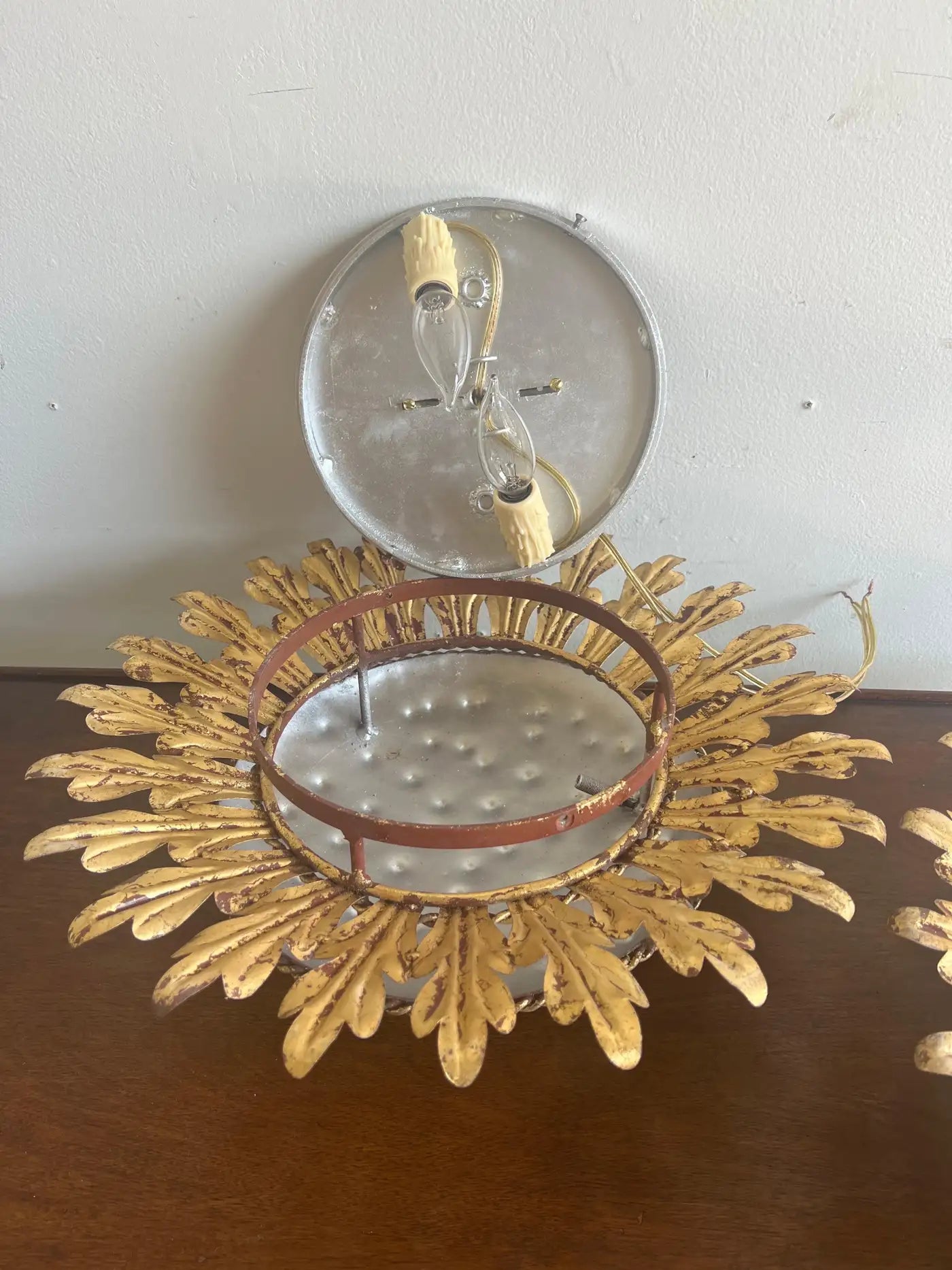 Gold Metal Sunburst Ceiling Light