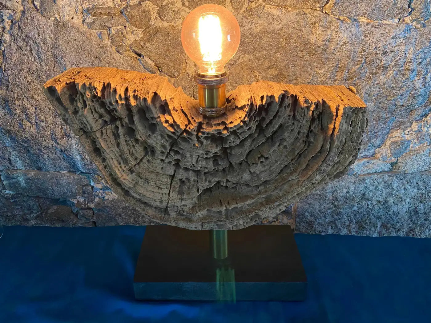 Modern Organic Driftwood Table Lamp with LED Lightbulb Ball, 2021