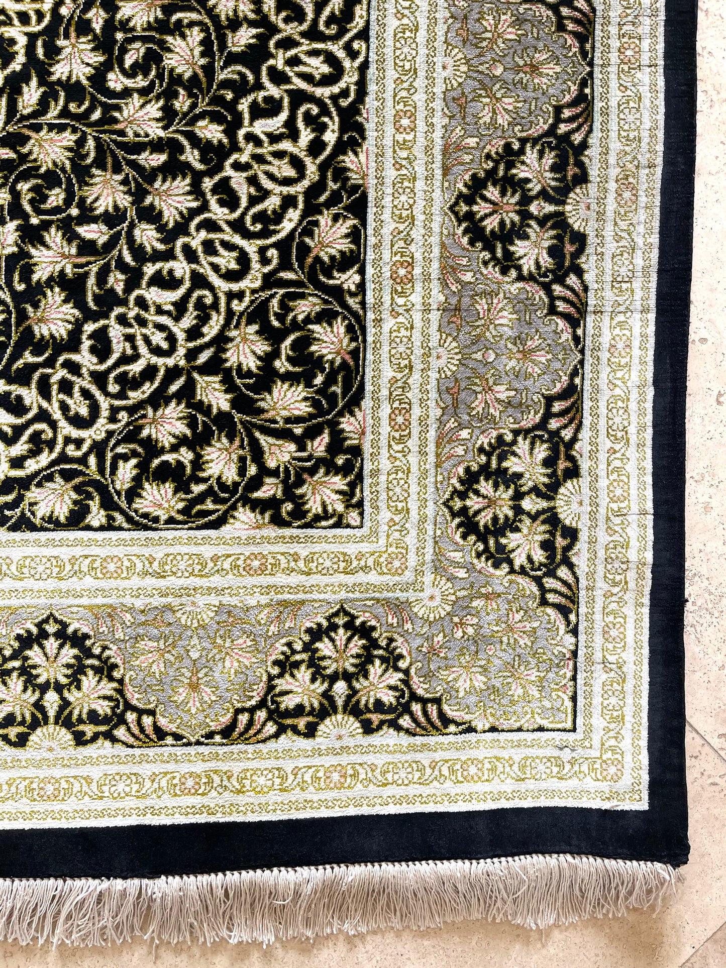 Authentic Hand-Knotted Persian Qum Silk Rug
