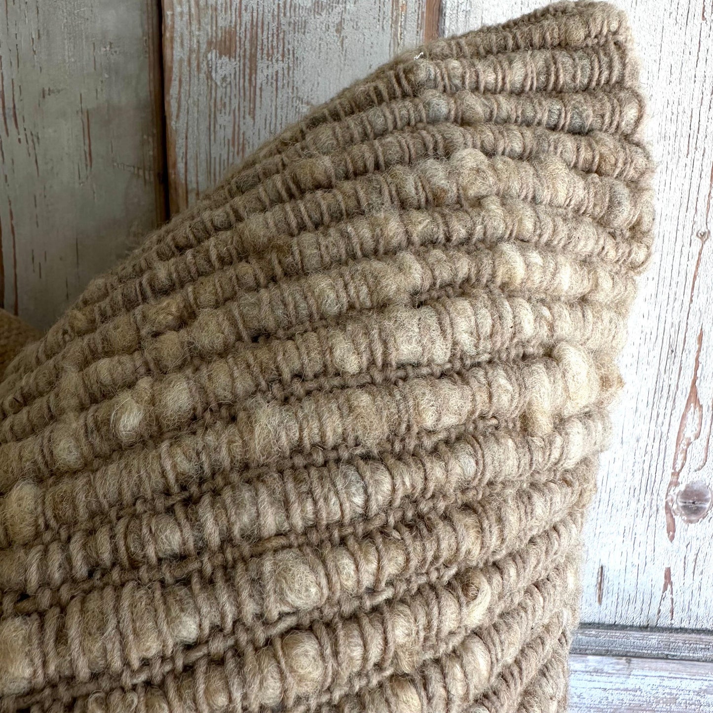 Villa Hand-Made Wool Pillow with Down Feather Insert