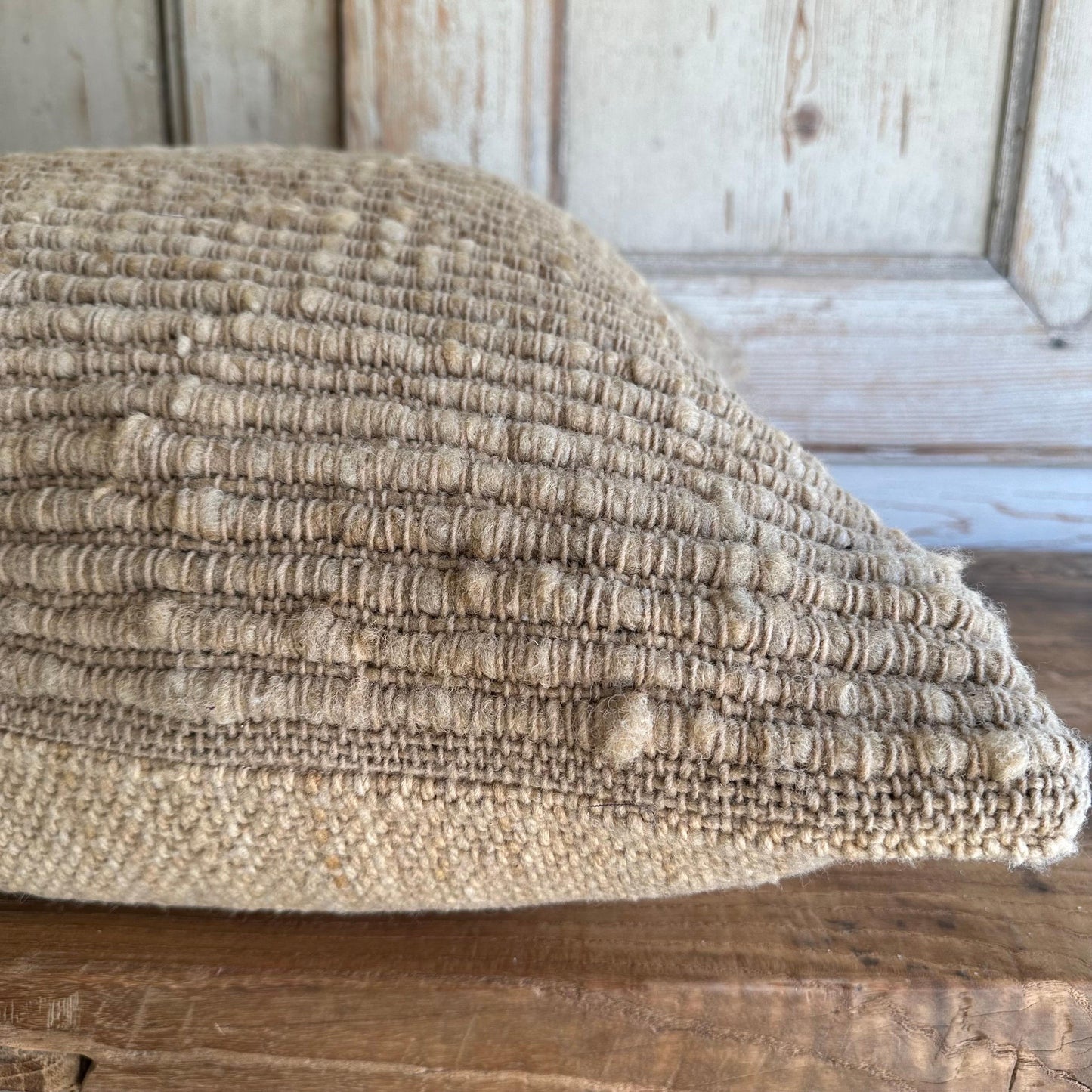 Villa Hand-Made Wool Pillow with Down Feather Insert