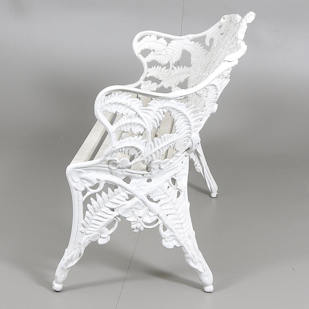 Swedish Cast Metal Park Garden Bench – 1960s Steel & Wood