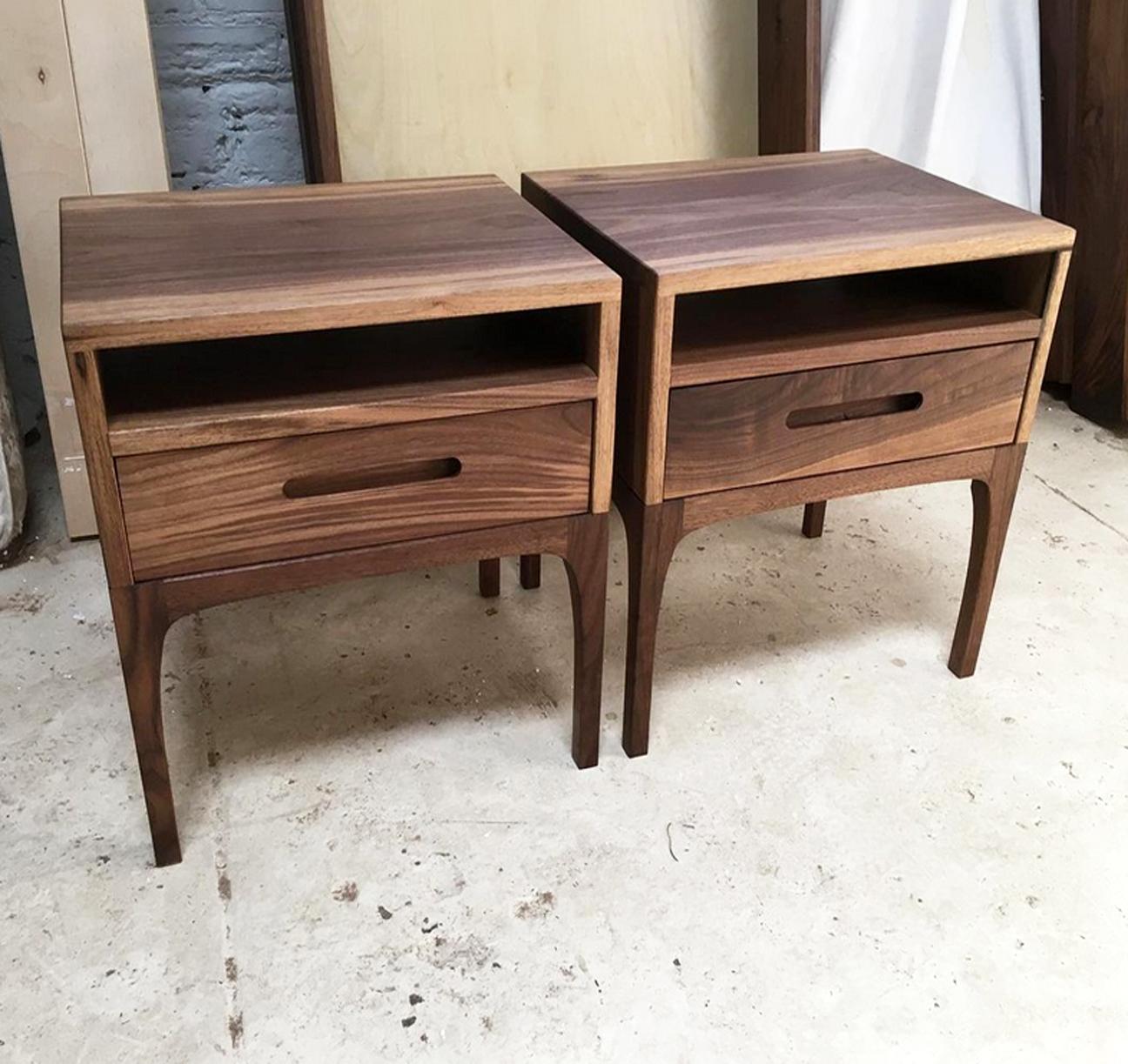 Classic Modern Nightstand Set – Solid Walnut, Set of 2