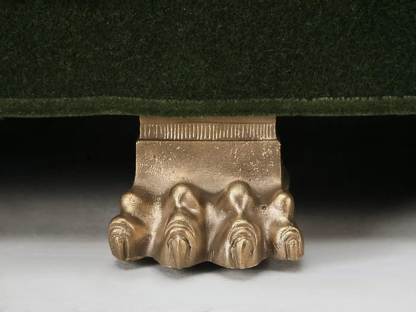 Custom Hand-Made Sofa Any Dimension, Brass Lion Paw Feet, with Horsehair, Cotton