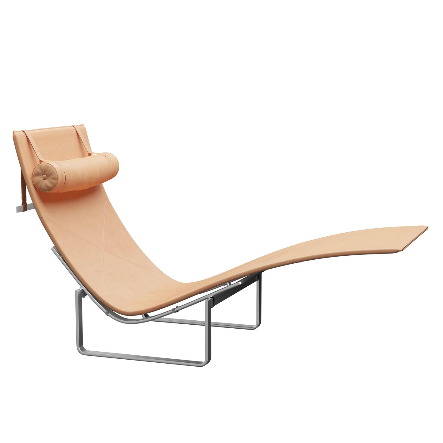 Modern lounge chair with curved beige seat and backrest on a white background