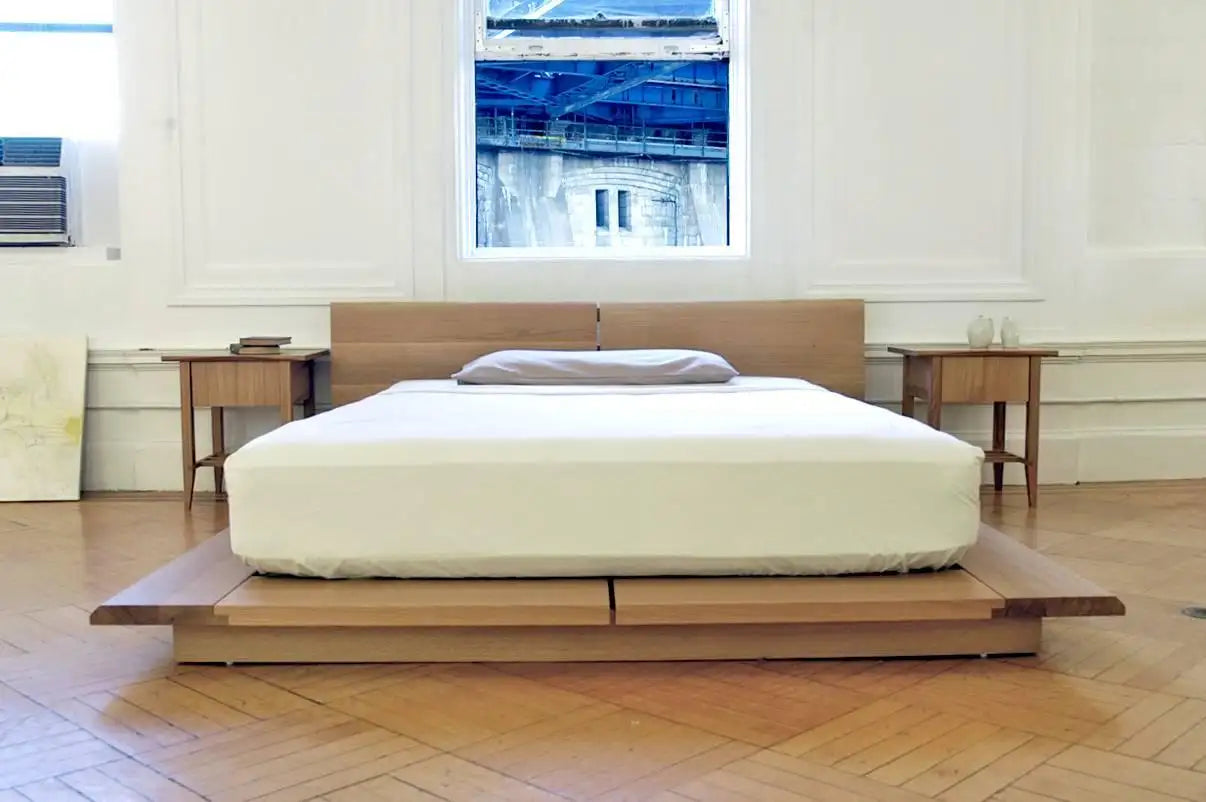 Platform, Rift Queen Bed, Mid-Century Modern, Hardwood, Custom