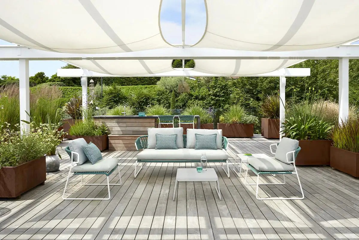 Modern Green Outdoor or Indoor Sofa in Metal and Rope, 21 Century