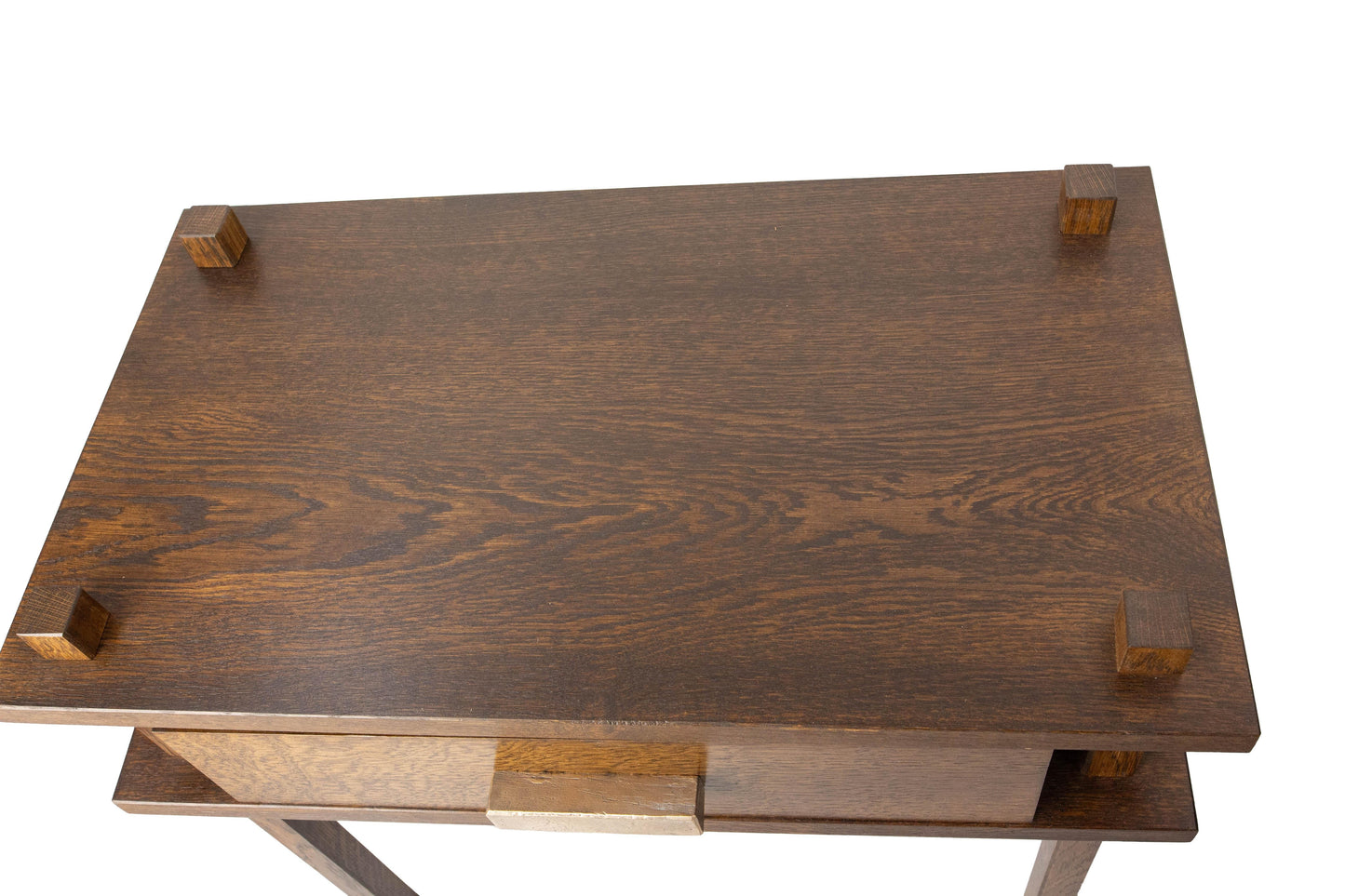 French Chalet Style Oak Nightstands – Pair with Bronze Handles, 2024